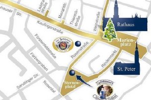 Рождественская избушка на площади Sternenplatz в Мюнхене