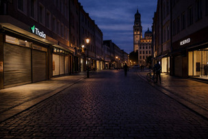 Вечерний спад торговли в центре Аугсбурга