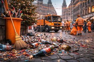 In Nürnberg werden nach Silvester rund 18 Tonnen Müll eingesammelt